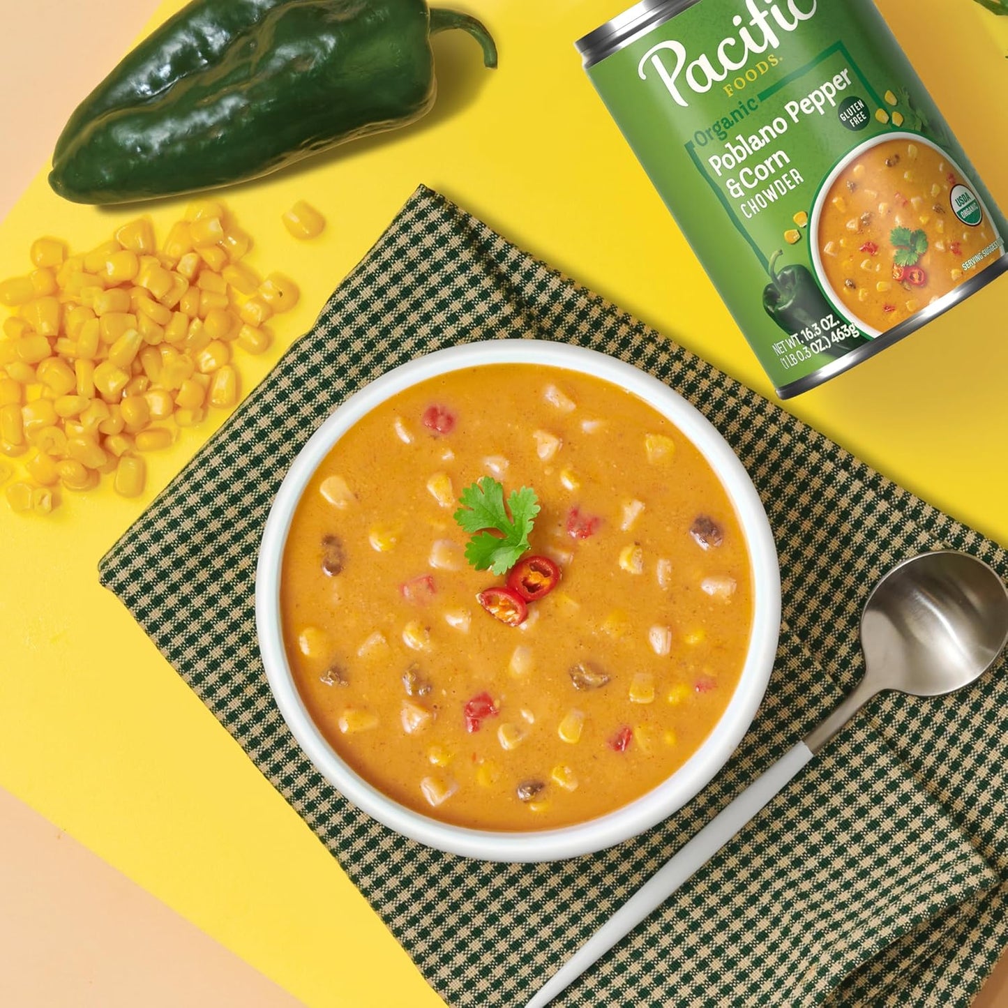 Organic Poblano Pepper and Corn Chowder, 16.3 Oz Can