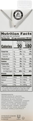 Decaf Chai Latte, Black Tea Concentrate, Easy-To-Serve Chai Tea for Everyday Lattes, Hot or Iced Tea and Mocktails, 32 Oz Tea Mix Carton