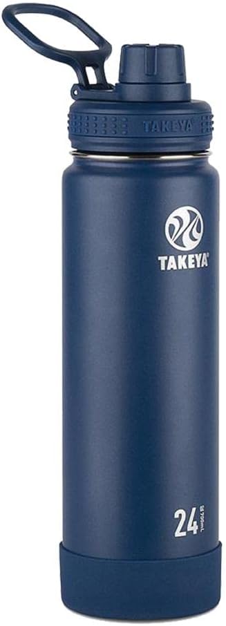Actives Water Bottle with Spout Lid - Bottle with Double Stainless Steel Insulation - Dishwasher Safe & Bpa-Free - Bottle with Spout Lid & Removable Bumper - 24 Oz, Midnight Blue
