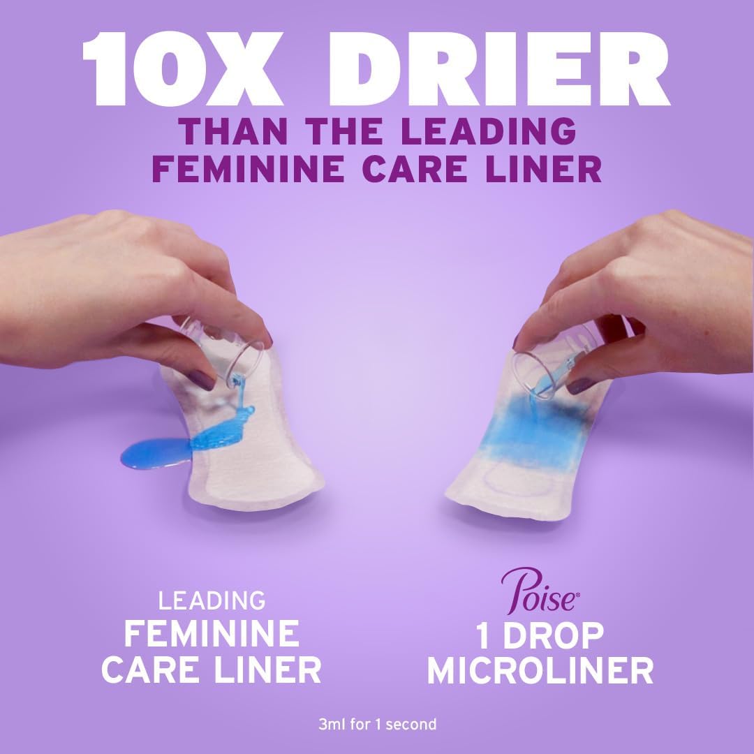 Daily Microliners, Incontinence Panty Liners, 1 Drop Lightest Absorbency, Regular, 54 Count of Pantiliners
