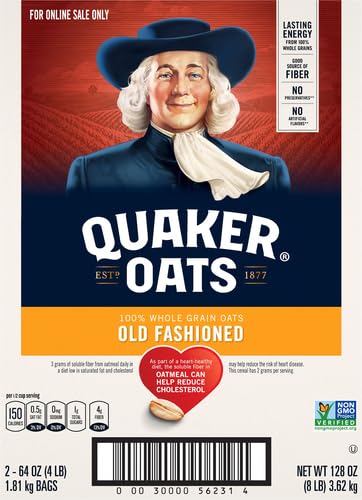 Old Fashioned Rolled Oats, Non GMO Project Verified, Two 64Oz Bags in Box, 90 Servings, 4 Pound (Pack of 2)