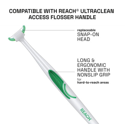 Ultraclean Access Flosser Refill Heads, Mint, Plaque Remover for Teeth, Shred Resistant, for Hard to  Areas, Oral Care, PFAS Free, for Adults & Kids, 1 Pack, 28 Count