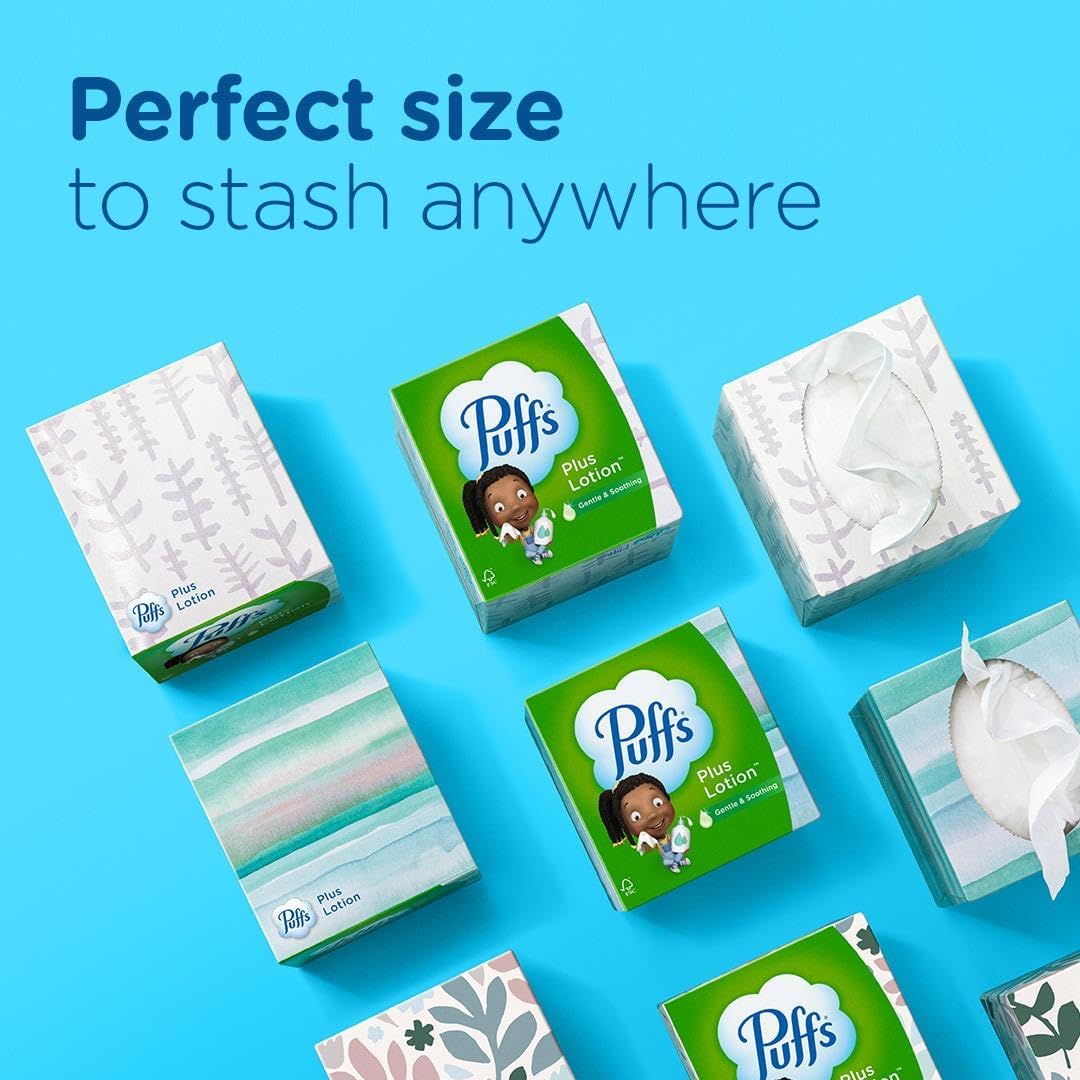 plus Lotion Facial Tissue, 1 Family Box, 124 Tissues per Box