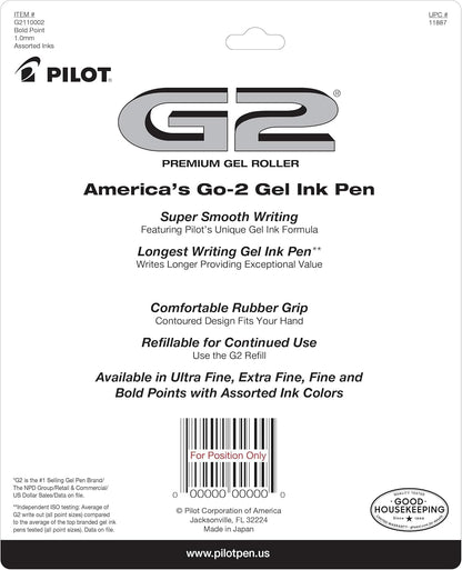G2 Premium Retractable Gel-Ink Rolling Ball Pens, Bold Point (1.0Mm), Assorted, 10-Pack, (11887)
