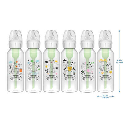 Natural Flow Anti-Colic Options+ Narrow Baby Bottle, Bear & Owl, 8 Oz/250 Ml, with Level 1 Slow Flow Nipple, BPA Free, 0M+, 2-Pack