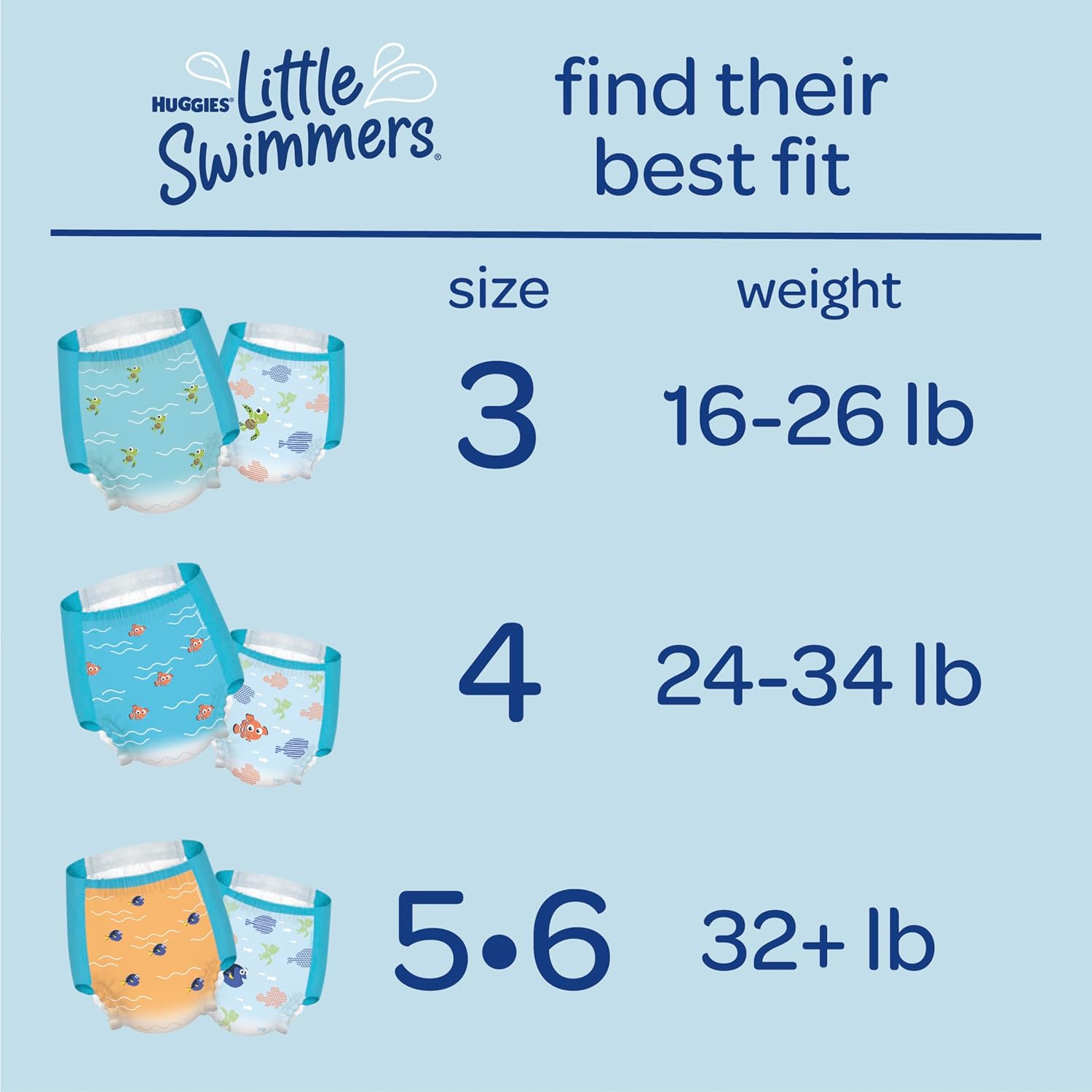 Little Swimmers Disposable Swim Diapers, Size 5-6 (32+ Lbs), 17 Ct