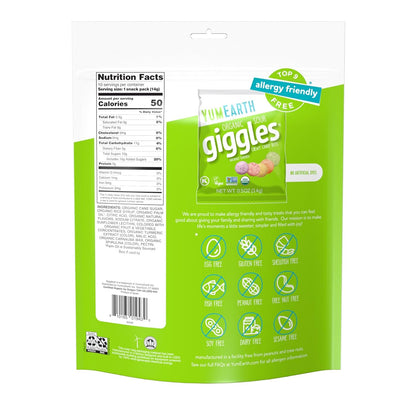 Organic Sour Giggles Chewy Candy - Allergy Friendly (Top 9 Free), No Artificial Dyes or Flavors, Non GMO, Gluten Free, Vegan - Individually Wrapped Sour Snack Packs - 0.5 Ounce (Pack of 10)