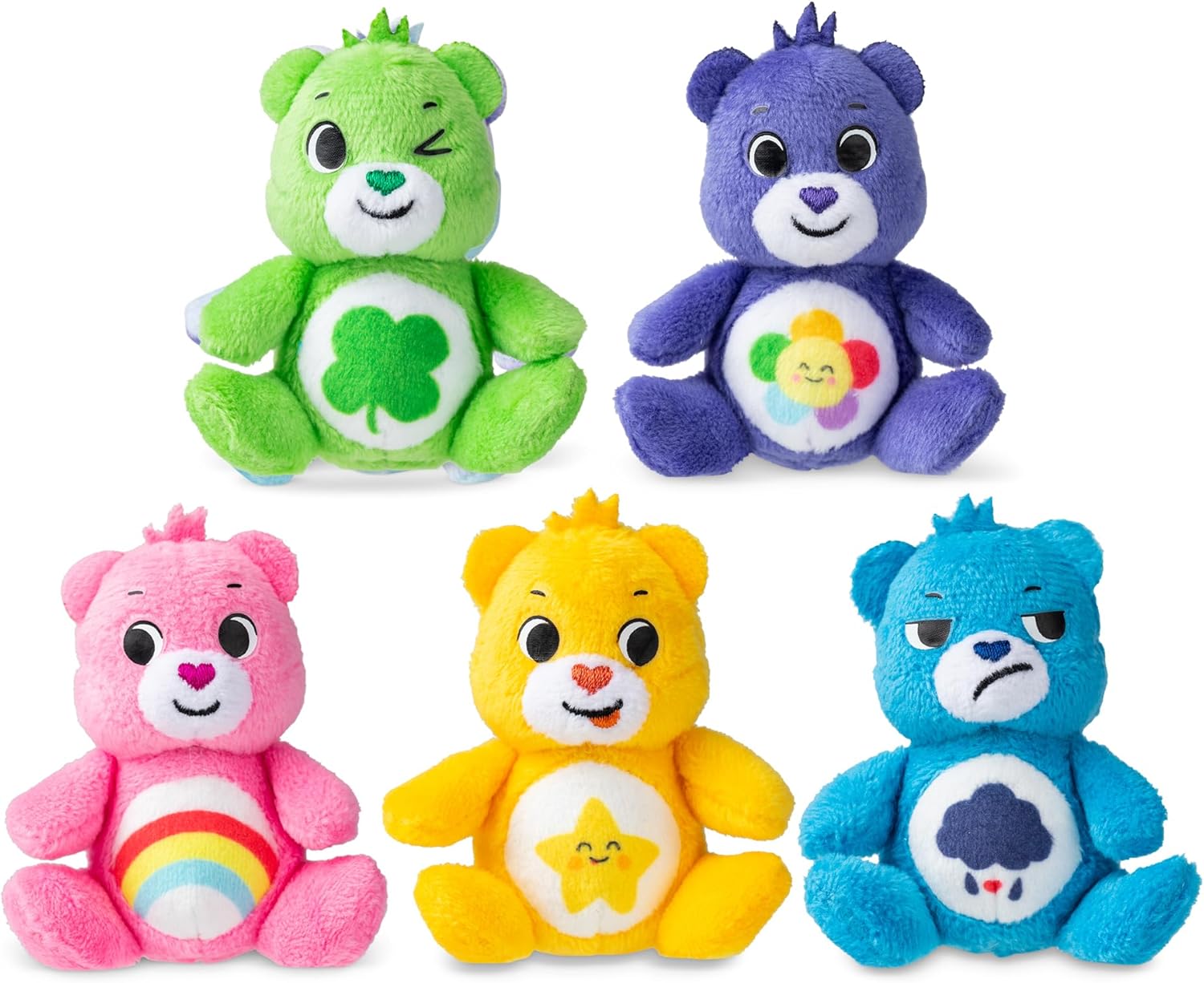 Care Bears 3" Micro Plush 5-Pack Treasure Box - Cheer, Laugh A-Lot, Good Luck, Grumpy and Harmony Bear