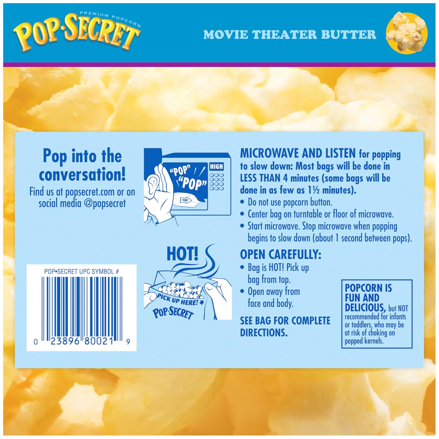 Pop Secret Microwave Popcorn, Movie Theater Butter Flavor, 1.75 Oz Snack Bags, (Pack of 12)