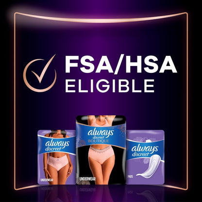 Boutique Incontinence and Postpartum Underwear for Women, Maximum Protection, Large, Rosy, 18 Count