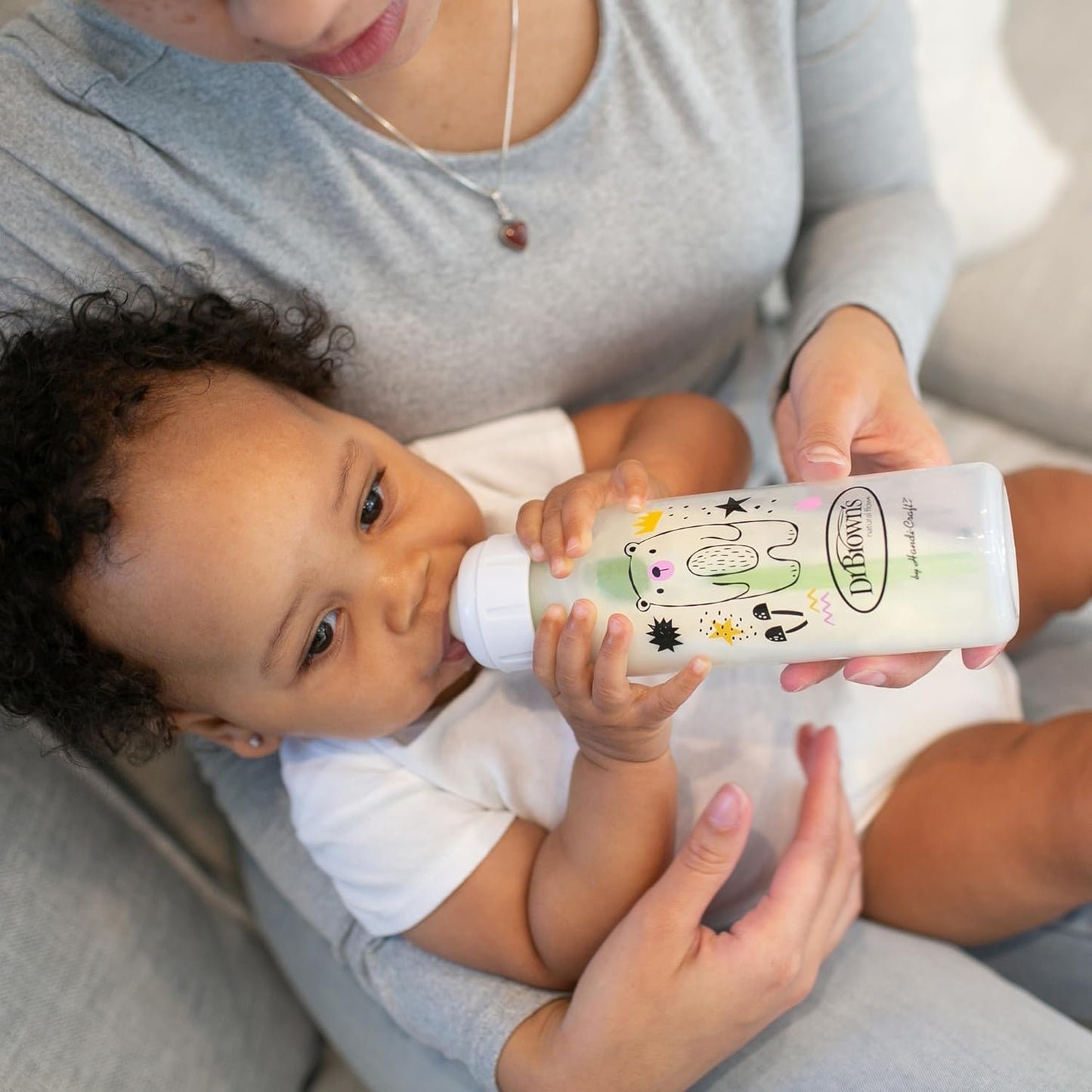 Natural Flow Anti-Colic Options+ Narrow Baby Bottle, Bear & Owl, 8 Oz/250 Ml, with Level 1 Slow Flow Nipple, BPA Free, 0M+, 2-Pack