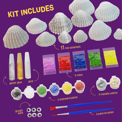 Kids Sea Shell Painting Kit - Arts & Crafts Gifts for Boys and Girls - Craft Activities Kits - Creative Art Activity Gift Toys for Age 6, 7, 8, 9, 10, 11 & 12 Year Old 8-12