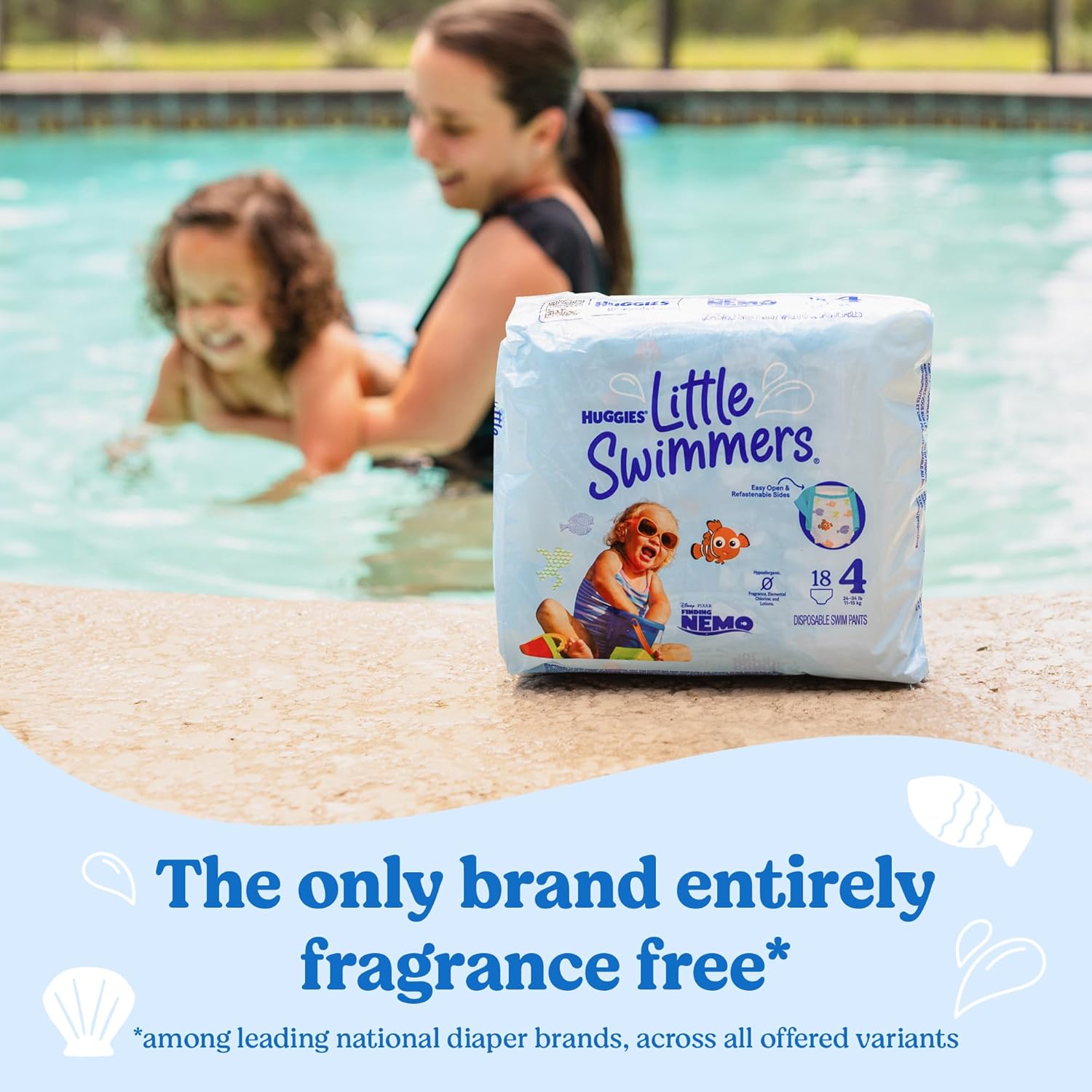 Little Swimmers Disposable Swim Diapers, Size 5-6 (32+ Lbs), 17 Ct