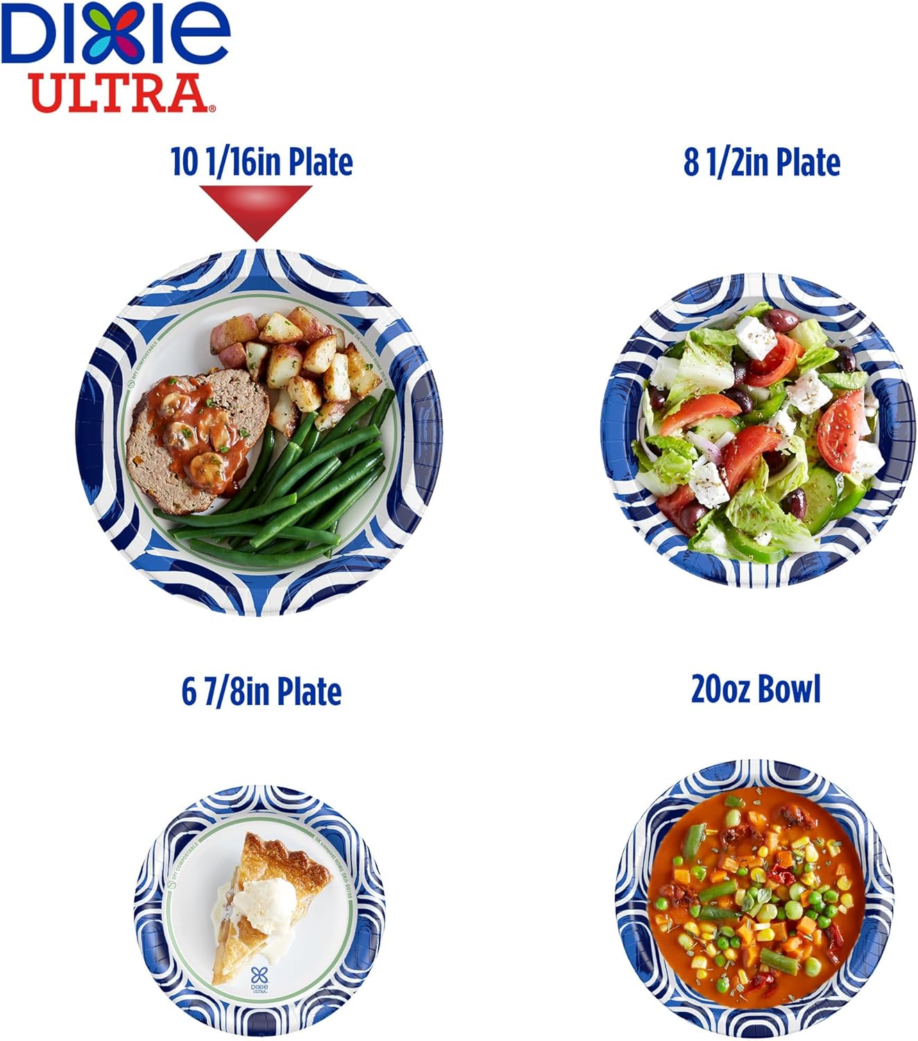 Ultra, Large Paper Plates, 10 Inch, 100 Count, 3X Stronger*, Heavy Duty, Microwave-Safe, Soak-Proof, Cut Resistant, Disposable Plates for Heavy, Messy Meals
