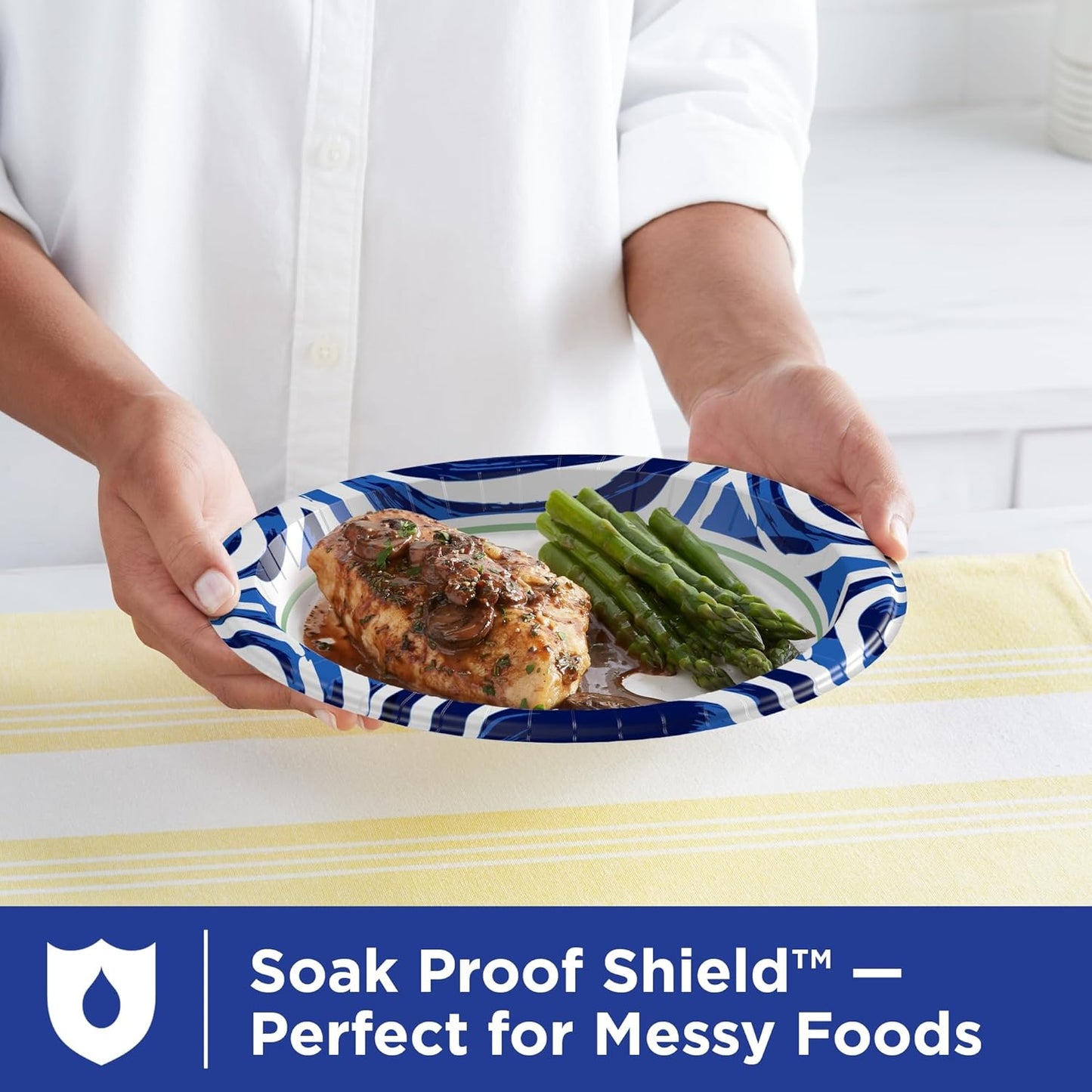 Ultra, Large Paper Plates, 10 Inch, 100 Count, 3X Stronger*, Heavy Duty, Microwave-Safe, Soak-Proof, Cut Resistant, Disposable Plates for Heavy, Messy Meals