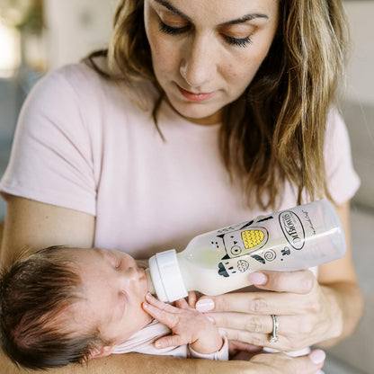 Natural Flow Anti-Colic Options+ Narrow Baby Bottle, Bear & Owl, 8 Oz/250 Ml, with Level 1 Slow Flow Nipple, BPA Free, 0M+, 2-Pack