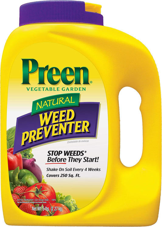 Natural Vegetable Garden Weed Preventer - 5 Lb. Bottle - Covers 250 Sq. Ft.