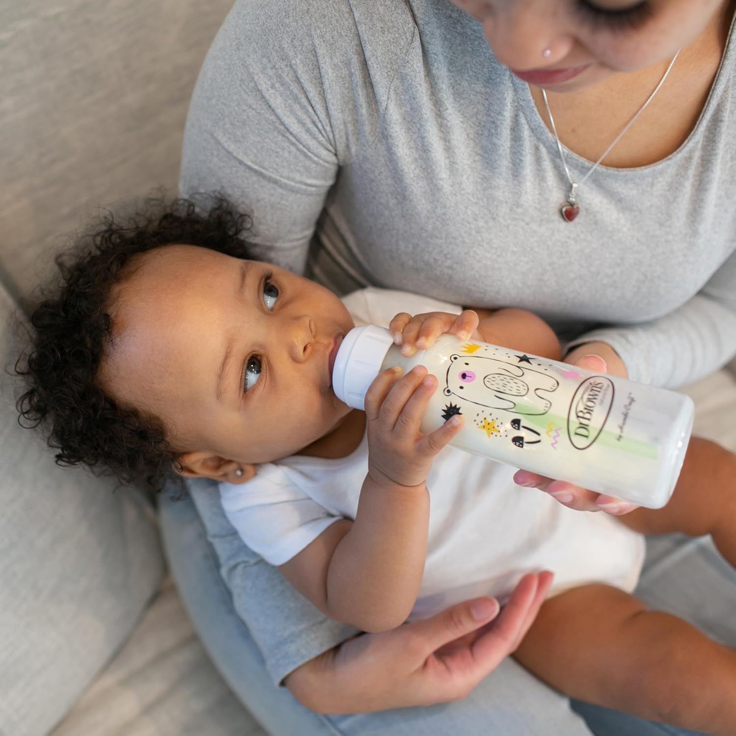 Natural Flow Anti-Colic Options+ Narrow Baby Bottle, Bear & Owl, 8 Oz/250 Ml, with Level 1 Slow Flow Nipple, BPA Free, 0M+, 2-Pack