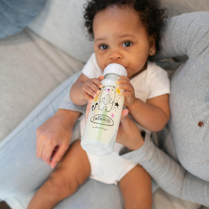 Natural Flow Anti-Colic Options+ Narrow Baby Bottle, Bear & Owl, 8 Oz/250 Ml, with Level 1 Slow Flow Nipple, BPA Free, 0M+, 2-Pack