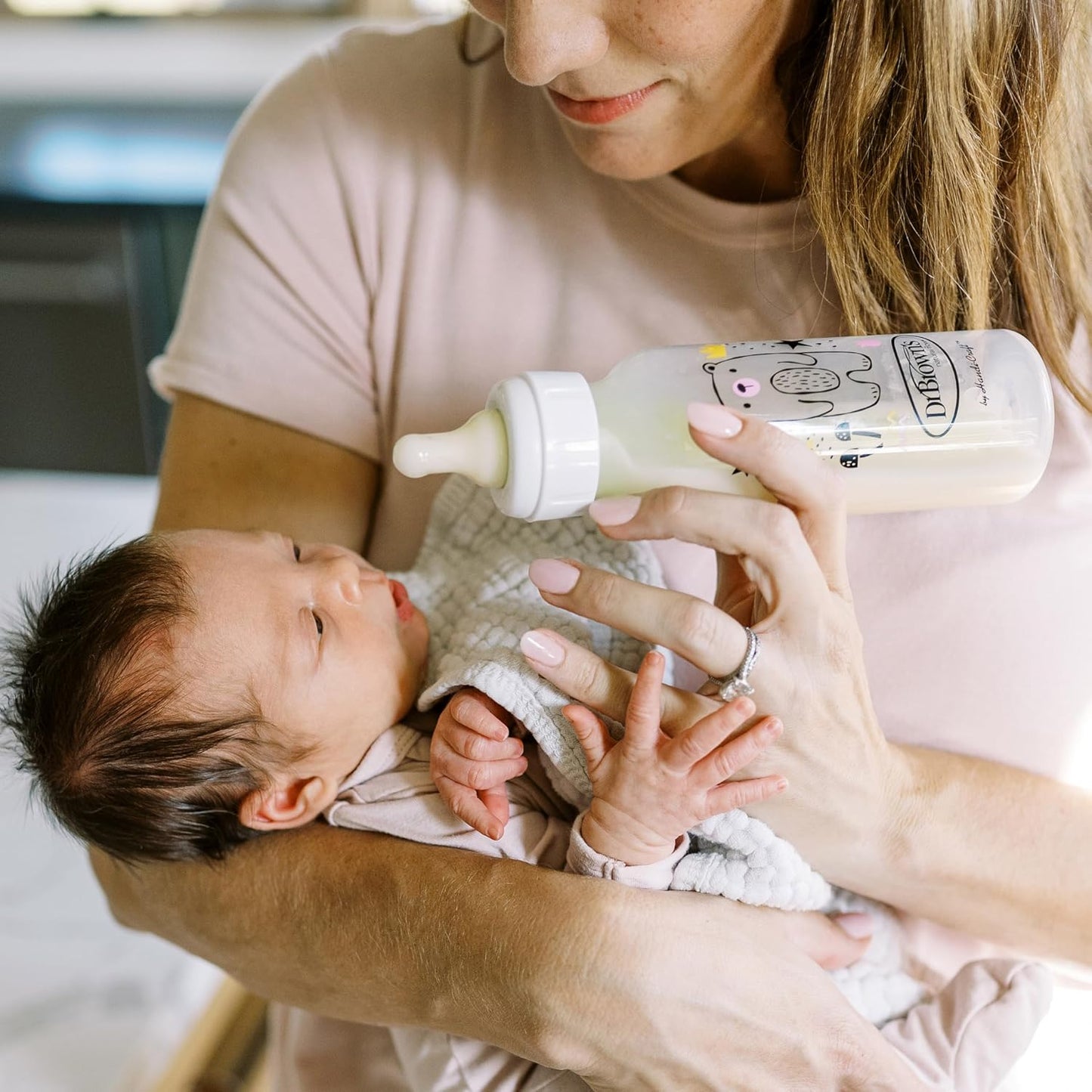 Natural Flow Anti-Colic Options+ Narrow Baby Bottle, Bear & Owl, 8 Oz/250 Ml, with Level 1 Slow Flow Nipple, BPA Free, 0M+, 2-Pack