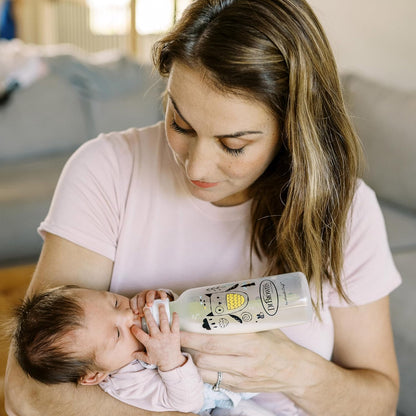 Natural Flow Anti-Colic Options+ Narrow Baby Bottle, Bear & Owl, 8 Oz/250 Ml, with Level 1 Slow Flow Nipple, BPA Free, 0M+, 2-Pack