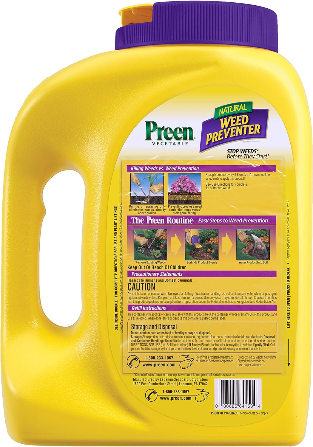 Natural Vegetable Garden Weed Preventer - 5 Lb. Bottle - Covers 250 Sq. Ft.