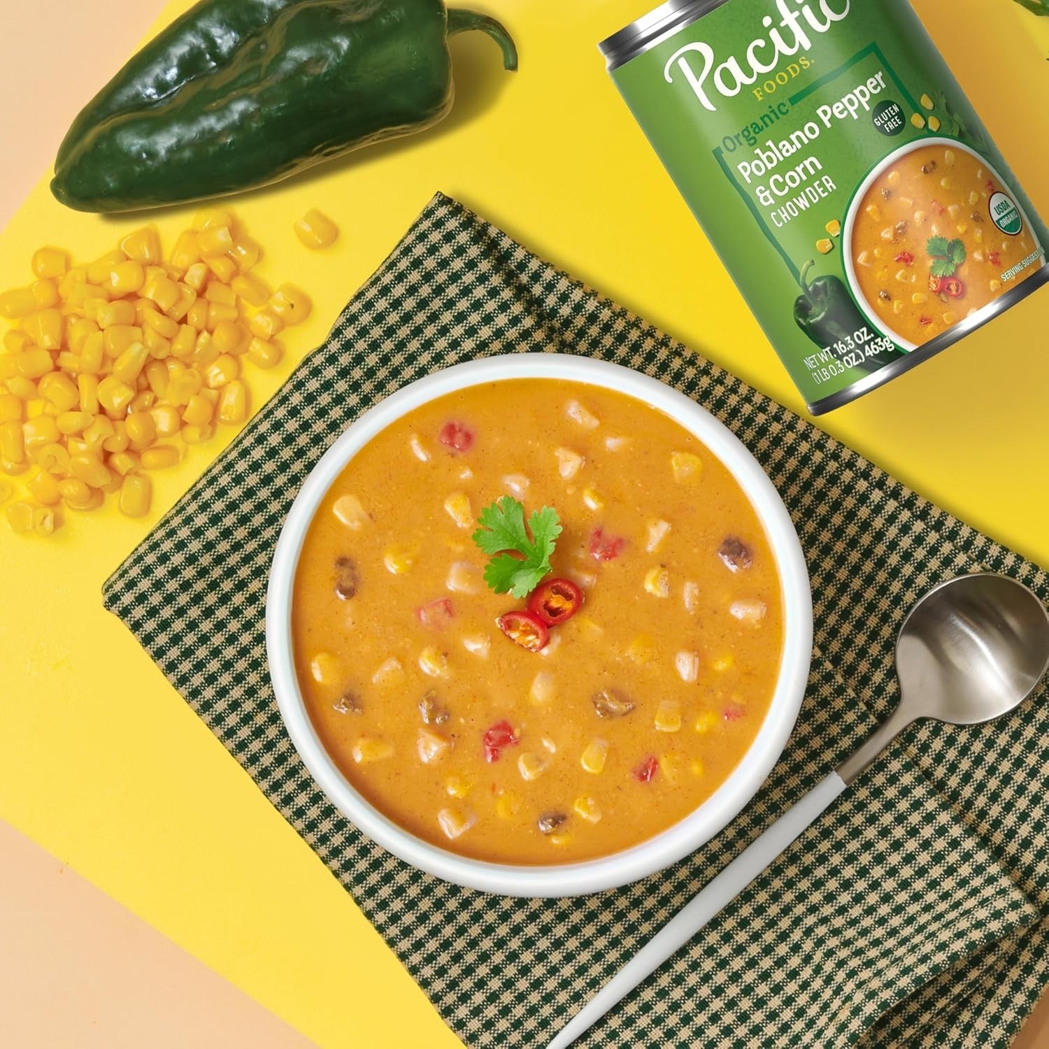 Organic Poblano Pepper and Corn Chowder, 16.3 Oz Can